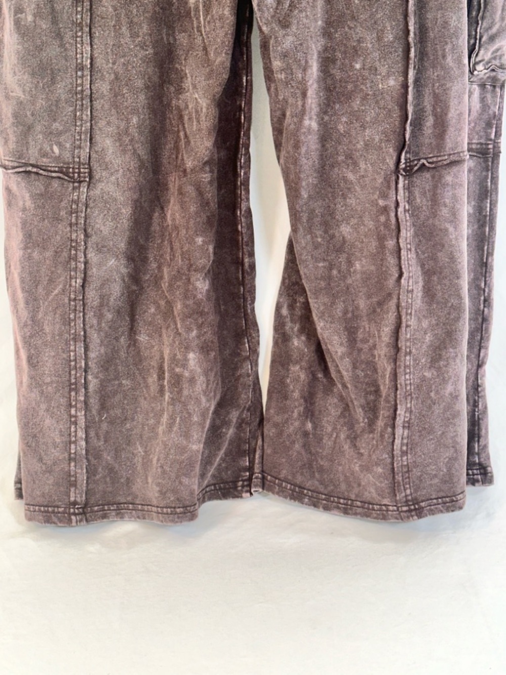 Easel Los Angeles Brown Mineral Wash Wide Leg Pants Boho Cargo Drawstring Size S - Picture 9 of 11